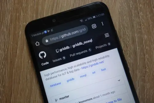 GitHub website (github.com) displayed on smartphone