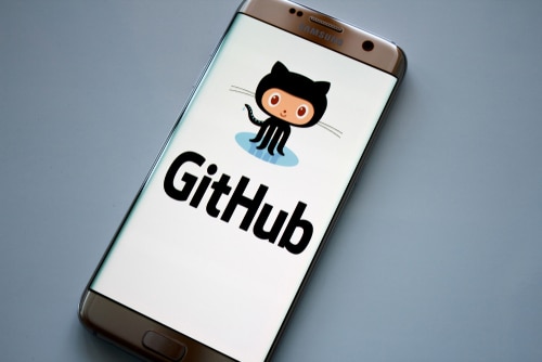 GitHub website on smartphone