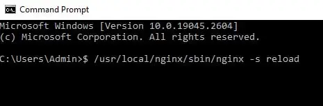 Reload nginx server using command prompt