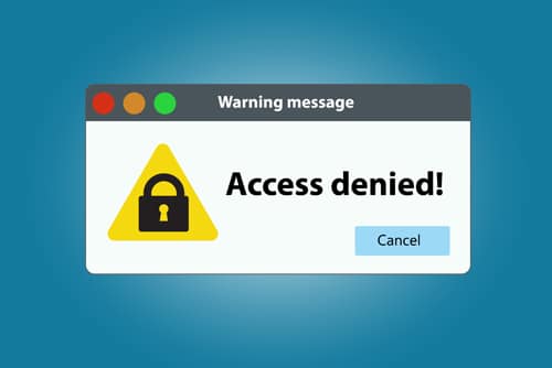 Window warning that access denied
