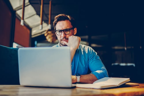 Depressed Male Entrepreneur Feeling Headache Can’t