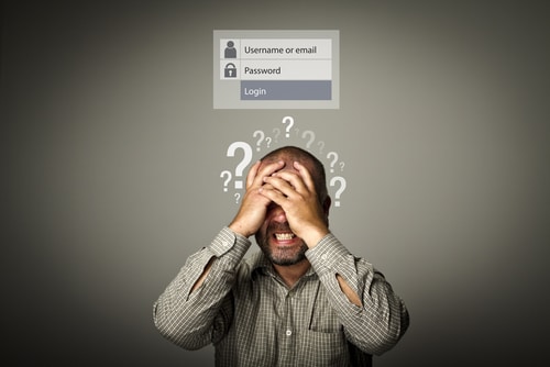 Frustrated man. Forgot password concept