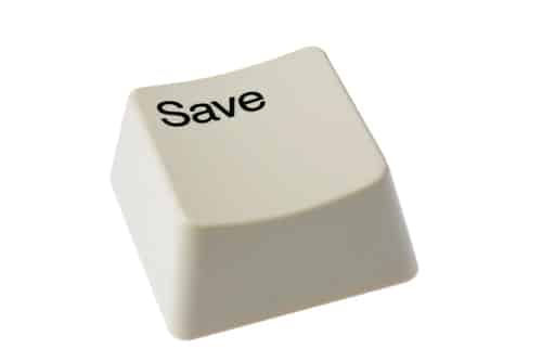 White Save Button Isolated on White