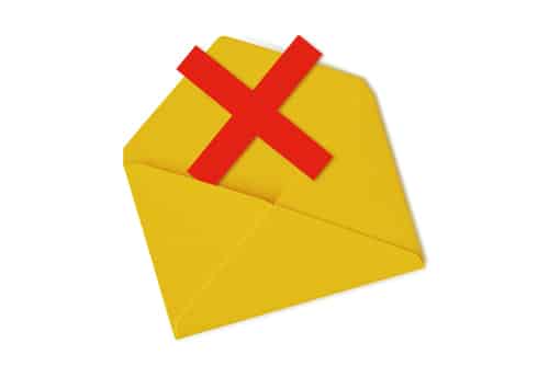 Yellow Envelope With Red X Mark Symbol