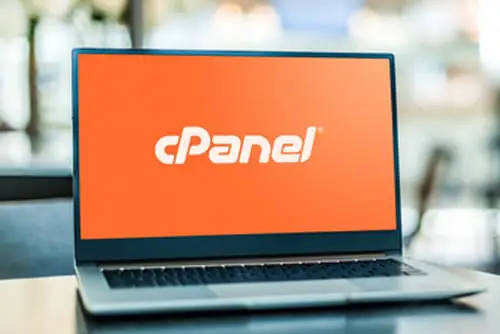 Laptop Computer Displaying Logo of Cpanel