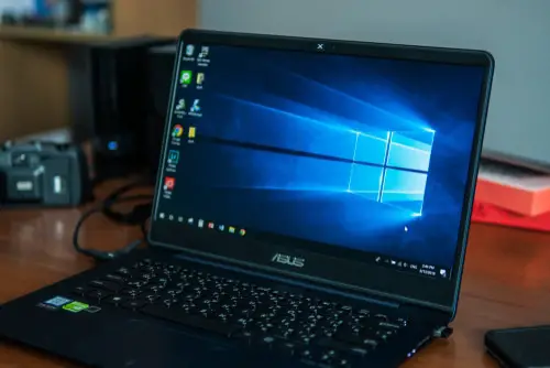 Laptop Computer Showing Its Screen With Microsoft Windows