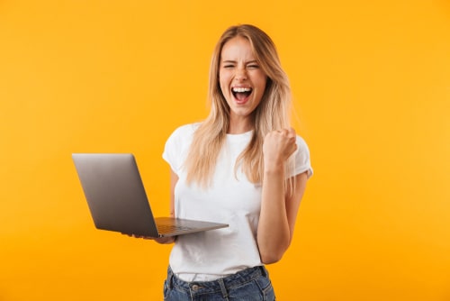 Portrait of an Excited Young Blonde Girl